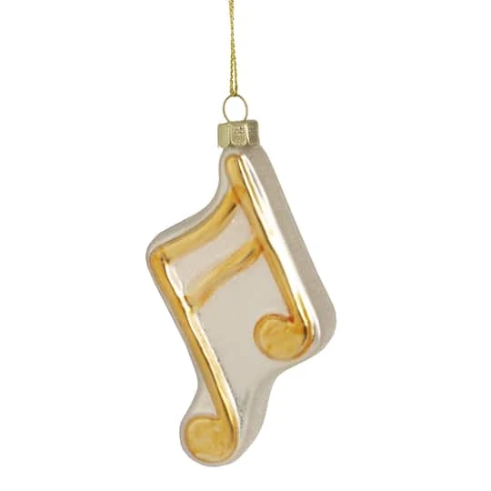 Northlight Gold & White Eighth Note Music Symbol Glass Ornament 6 Northlight Gold & White Eighth Note Music Symbol Glass Ornament - Image 4