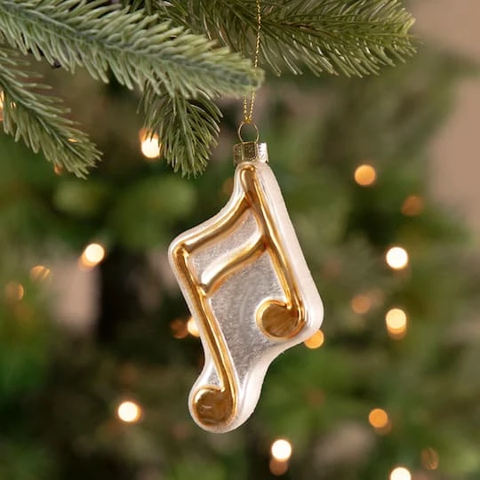 Northlight Gold & White Eighth Note Music Symbol Glass Ornament 7 Northlight Gold & White Eighth Note Music Symbol Glass Ornament - Image 5