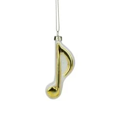 Northlight Gold & White Sixteenth Note Music Symbol Glass Ornament -Northlight Shop D491065S 1 1