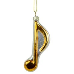 Northlight Gold & White Sixteenth Note Music Symbol Glass Ornament -Northlight Shop D491065S 11