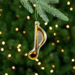 Northlight Gold & White Sixteenth Note Music Symbol Glass Ornament -Northlight Shop D491065S 12
