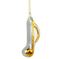 Northlight Gold & White Sixteenth Note Music Symbol Glass Ornament -Northlight Shop D491065S 15