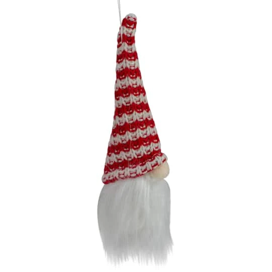 Northlight 8" Red & White Knit Gnome Head LED Ornament 5 Northlight 8" Red & White Knit Gnome Head LED Ornament - Image 3