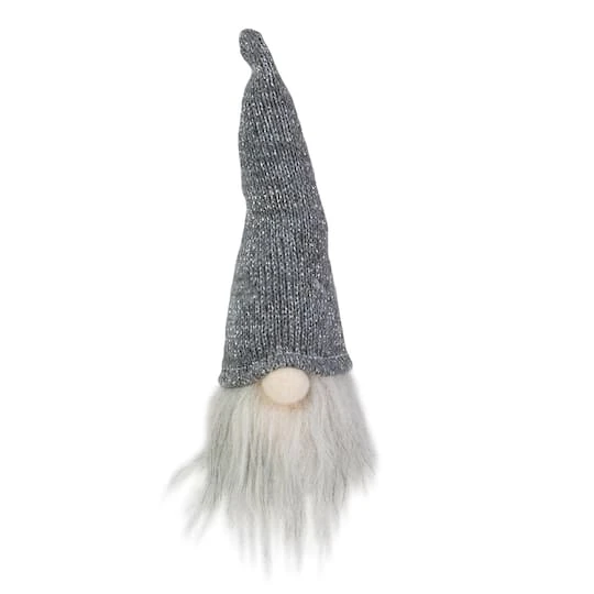 Northlight 8" Metallic Gray Knit Gnome Head LED Ornament 3 Northlight 8" Metallic Gray Knit Gnome Head LED Ornament