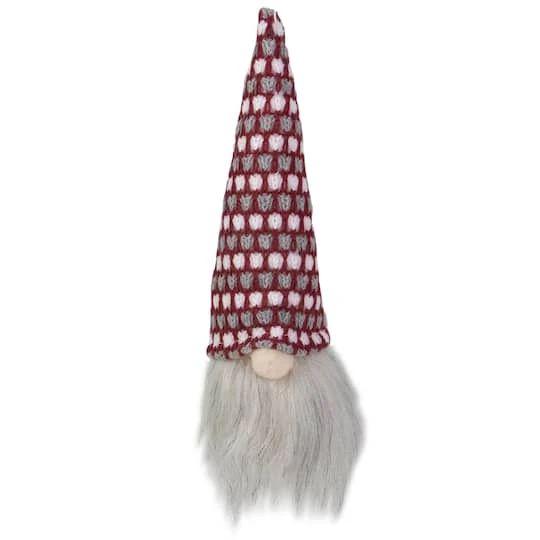 Northlight 8" Red, White & Gray Knit Gnome Head LED Ornament 4 Northlight 8" Red, White & Gray Knit Gnome Head LED Ornament - Image 2
