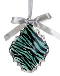 Teal Green & Black Glitter Zebra Print Teardrop Prism Ornament 6 Teal Green & Black Glitter Zebra Print Teardrop Prism Ornament -Northlight Shop D491073S 1 1