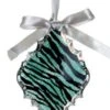 Teal Green & Black Glitter Zebra Print Teardrop Prism Ornament 2 Teal Green & Black Glitter Zebra Print Teardrop Prism Ornament -Northlight Shop D491073S 1