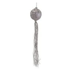 12" Glitter Silver Christmas Ball Ornament With Tassels -Northlight Shop D491076S 1 1