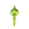 4ct. 7.5" Matte Green Kiwi Retro Reflector Shatterproof Christmas Finial Ornaments -Northlight Shop D491080S 1