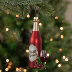 Northlight 6" Matte Red Wine Country Glass Bottle Christmas Ornament 15 Northlight 6" Matte Red Wine Country Glass Bottle Christmas Ornament -Northlight Shop D491087S 2