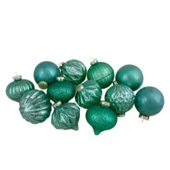 Northlight 12ct. 3" Glitter & Matte Green Finial & Glass Ball Christmas Ornaments 9 Northlight 12ct. 3" Glitter & Matte Green Finial & Glass Ball Christmas Ornaments -Northlight Shop D491099S 11