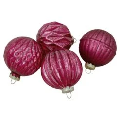 Northlight 12ct. 3" Glitter & Matte Magenta Pink Finial & Glass Ball Christmas Ornaments -Northlight Shop D491101S 4