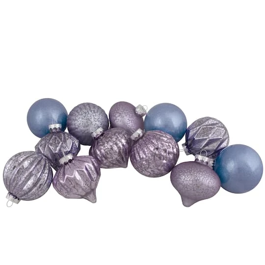 Northlight 12ct. 3" Glitter & Matte Purple Tone Finial & Glass Ball Christmas Ornaments 5 Northlight 12ct. 3" Glitter & Matte Purple Tone Finial & Glass Ball Christmas Ornaments - Image 3
