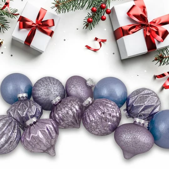 Northlight 12ct. 3" Glitter & Matte Purple Tone Finial & Glass Ball Christmas Ornaments 7 Northlight 12ct. 3" Glitter & Matte Purple Tone Finial & Glass Ball Christmas Ornaments - Image 5