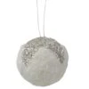 Northlight 4.25" White And Silver Faux Fur Ball Ornament -Northlight Shop D491130S 1