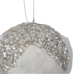 Northlight 4.25" White And Silver Faux Fur Ball Ornament 10 Northlight 4.25" White And Silver Faux Fur Ball Ornament -Northlight Shop D491130S 3