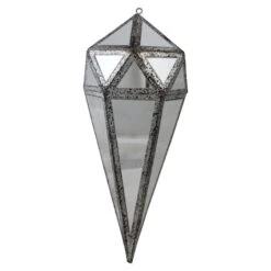Northlight 10.5" Silver And Clear Mirrored Geometric Framed Drop Ornament -Northlight Shop D491134S 1 1