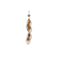Glitter Gold Jeweled Leaf And Bead Pendant Ornament -Northlight Shop D491138S 2