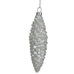 Northlight Frosted White Pine Cone Glass Ornament -Northlight Shop D491142S 1 1