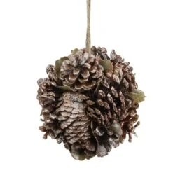 Northlight 5" Glitter Copper Pine Cone And Leaves Round Ornament -Northlight Shop D491143S 11