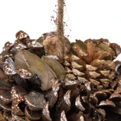 Northlight 5" Glitter Copper Pine Cone And Leaves Round Ornament -Northlight Shop D491143S 3