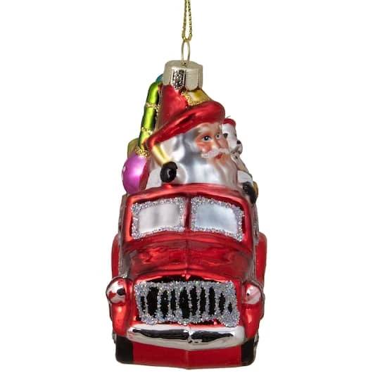 Northlight 4" Red Fire Truck With Santa & Presents Glass Christmas Ornament 6 Northlight 4" Red Fire Truck With Santa & Presents Glass Christmas Ornament - Image 4