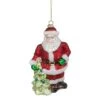 Northlight 5.5" Red Classic Santa With Tree Hanging Glass Christmas Ornament -Northlight Shop D491149S 1