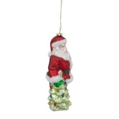 Northlight 5.5" Red Classic Santa With Tree Hanging Glass Christmas Ornament 12 Northlight 5.5" Red Classic Santa With Tree Hanging Glass Christmas Ornament -Northlight Shop D491149S 4