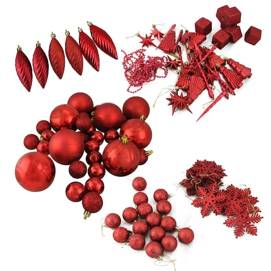 Northlight 125ct. 5.5" Apple Red Shatterproof 3-Finish Christmas Ornaments 6 Northlight 125ct. 5.5" Apple Red Shatterproof 3-Finish Christmas Ornaments - Image 4