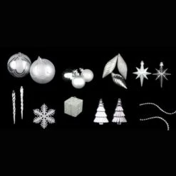 Northlight 125ct 5.5" Splendor Silver Shatterproof 4-Finish Christmas Ornaments 11 Northlight 125ct 5.5" Splendor Silver Shatterproof 4-Finish Christmas Ornaments -Northlight Shop D491153S 13