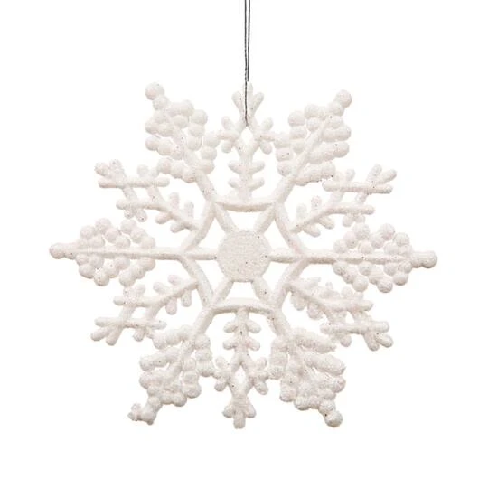 Northlight 24ct. 4" White Glitter Snowflake Christmas Ornaments 5 Northlight 24ct. 4" White Glitter Snowflake Christmas Ornaments - Image 3
