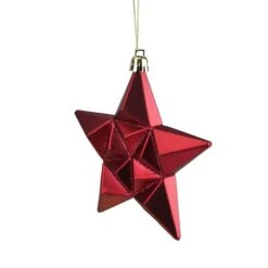 12ct. 5" Glitter Matte Red & Gold Star Shatterproof Christmas Ornaments 9 12ct. 5" Glitter Matte Red & Gold Star Shatterproof Christmas Ornaments -Northlight Shop D491166S 3