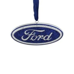 Northlight 4" Metallic Glitter Blue "Ford" Logo Silver Plated Christmas Tree Ornament -Northlight Shop D491172S 1 1