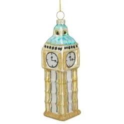 Northlight 5" Glittered Gold Glass Big Ben Christmas Ornament 11 Northlight 5" Glittered Gold Glass Big Ben Christmas Ornament -Northlight Shop D491176S 1 1