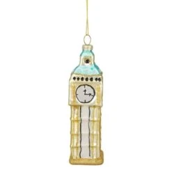 Northlight 5" Glittered Gold Glass Big Ben Christmas Ornament 13 Northlight 5" Glittered Gold Glass Big Ben Christmas Ornament -Northlight Shop D491176S 3