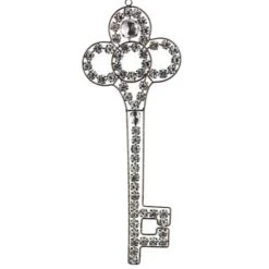 10" Silver Antique Finish Rhinestone Embellished Key Christmas Ornament -Northlight Shop D491182S 12