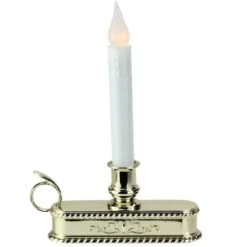 Northlight 8.75" Pre-Lit White & Gold LED C5 Flickering Christmas Candle Lamp With Handle Base -Northlight Shop D491441S 11