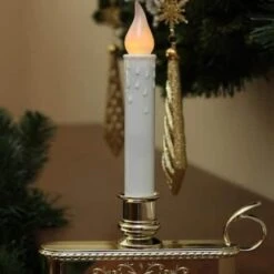 Northlight 8.75" Pre-Lit White & Gold LED C5 Flickering Christmas Candle Lamp With Handle Base -Northlight Shop D491441S 12