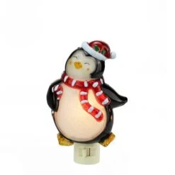 Northlight 6" Black & Red Penguin With Santa Hat Christmas Night Light
