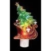 Roman 7.5" Green & Red Sleigh With Christmas Tree LED Night Light 2 Roman 7.5" Green & Red Sleigh With Christmas Tree LED Night Light -Northlight Shop D491469S 1