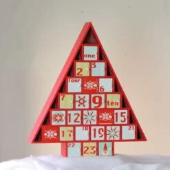 Northlight 14.5" Red Tree Shaped Christmas Advent Calendar Decoration 8 Northlight 14.5" Red Tree Shaped Christmas Advent Calendar Decoration -Northlight Shop D491521S 2