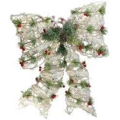 Northlight 20" White Rattan Berry & Pinecone Christmas Bow -Northlight Shop D491530S 1 1
