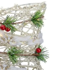 Northlight 20" White Rattan Berry & Pinecone Christmas Bow -Northlight Shop D491530S 3