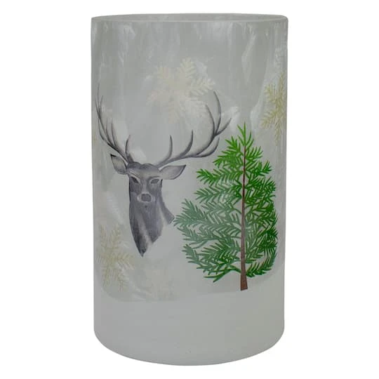 Northlight 10" Winter Deer Flameless Glass Christmas Candle Holder 3 Northlight 10" Winter Deer Flameless Glass Christmas Candle Holder