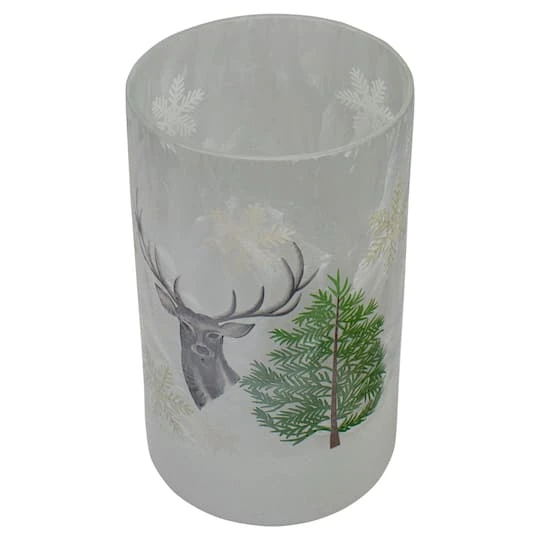Northlight 10" Winter Deer Flameless Glass Christmas Candle Holder 6 Northlight 10" Winter Deer Flameless Glass Christmas Candle Holder - Image 4