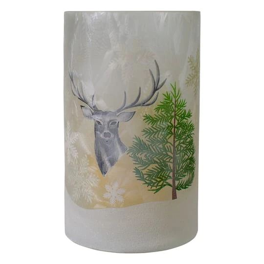 Northlight 10" Winter Deer Flameless Glass Christmas Candle Holder 9 Northlight 10" Winter Deer Flameless Glass Christmas Candle Holder - Image 7