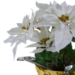 Northlight 17" Potted White Poinsettia Christmas Arrangement 7 Northlight 17" Potted White Poinsettia Christmas Arrangement -Northlight Shop D491554S 2