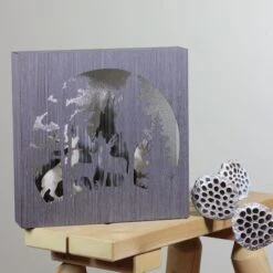 Northlight 13.75" Glittered Winter Woodland Deer Christmas Shadow Box Table Décor -Northlight Shop D491568S 3