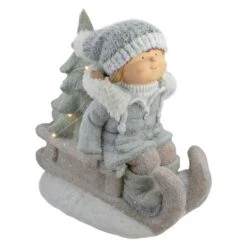Northlight 15" Lighted Girl On Sled Tabletop Decoration 9 Northlight 15" Lighted Girl On Sled Tabletop Decoration -Northlight Shop D491571S 1 1