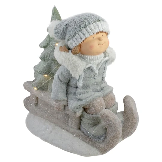 Northlight 15" Lighted Girl On Sled Tabletop Decoration 4 Northlight 15" Lighted Girl On Sled Tabletop Decoration - Image 2